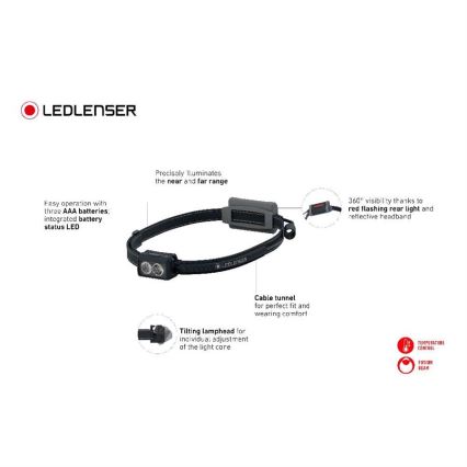 Ledlenser NEO3 – димируема LED челна лампа, 3xAAA, IP54, 400 lm, 20 ч, черна