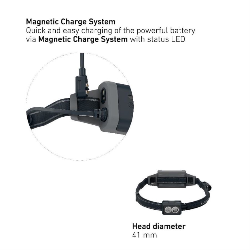 Ledlenser NEO5R - презареждаема LED челна лампа с регулируема яркост, 1800 mAh, IP54, 600 лм, 35 ч, черна