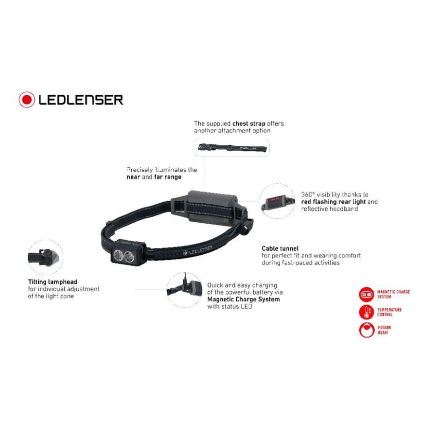 Ledlenser NEO5R - LED челна лампа с регулируема яркост, презареждаема LED/1800 mAh IP54 600 lm 35 h синя