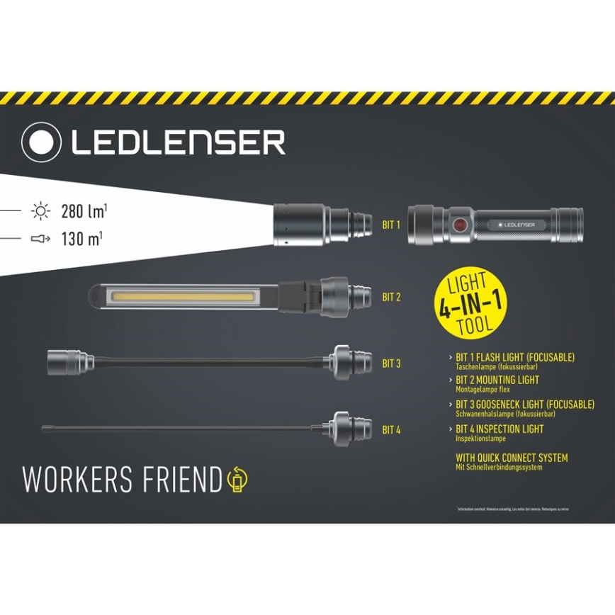 Ledlenser WORKERS FRIEND - димируема презареждаема LED фенерка LED/2500 mAh 280 lm 80 h черна