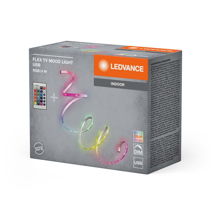 Ledvance - димируема LED RGB лента FLEX TV MOOD 1m LED/4W/5V + дистанционно управление