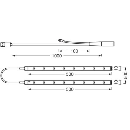 Ledvance - димируема LED RGB лента FLEX TV MOOD 1m LED/4W/5V + дистанционно управление