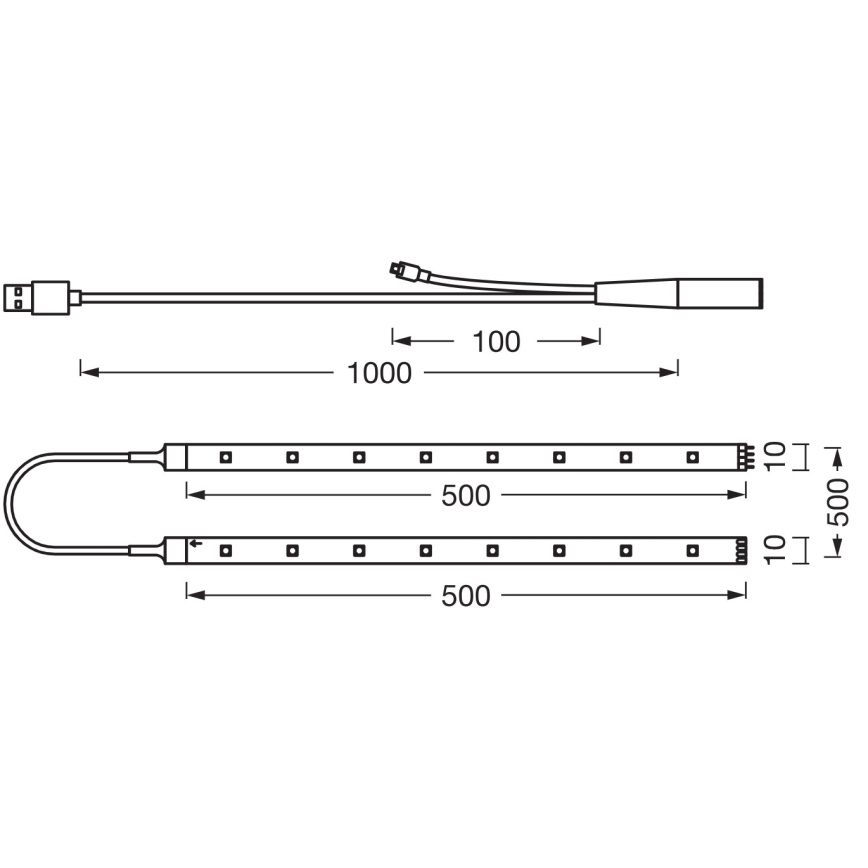 Ledvance - димируема LED RGB лента FLEX TV MOOD 1m LED/4W/5V + дистанционно управление