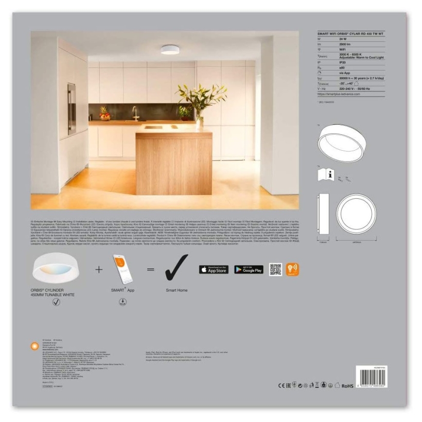 Ledvance - LED димируемо осветително тяло SMART+ CYLINDER LED/26W/230V 3000K-6500K Wi-Fi