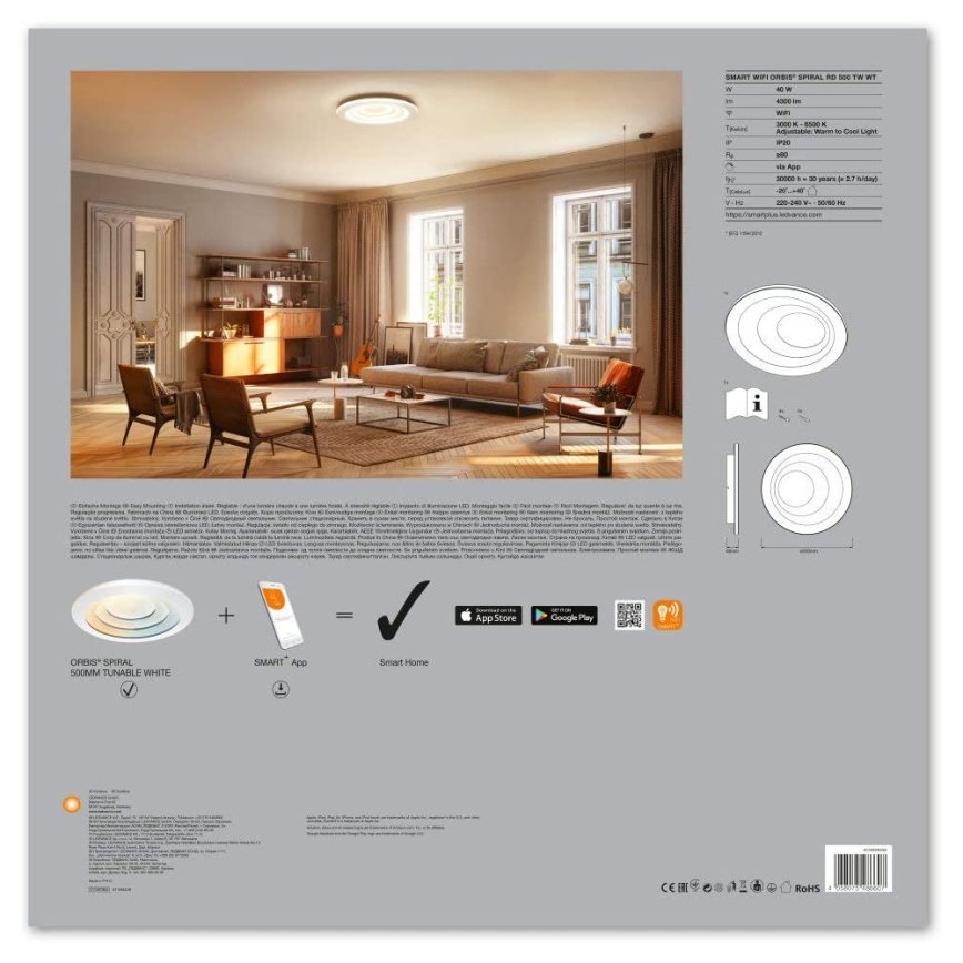 Ledvance - LED димируемо осветително тяло SMART+ SPIRAL LED/40W/230V 3000K-6500K Wi-Fi