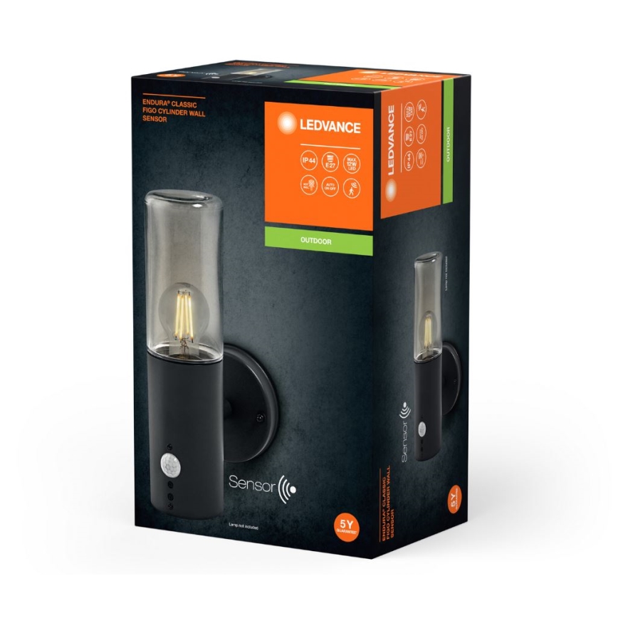 Ledvance - Екстериорен аплик със сензор FIGO CYLINDER 1xE27/20W/230V