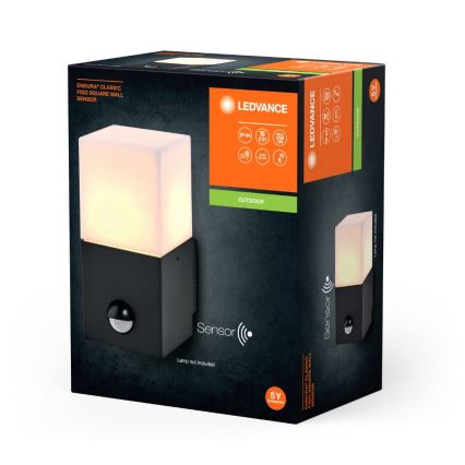 Ledvance - Екстериорен аплик със сензор FIGO SQUARE 1xE27/20W/230V