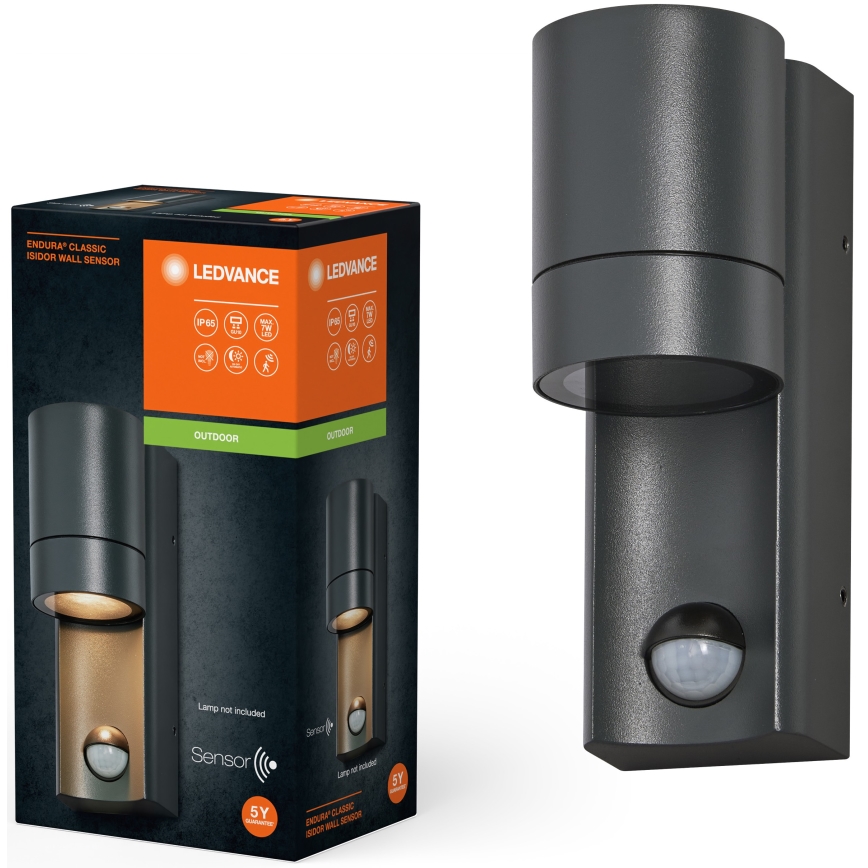 Ledvance - Екстериорен аплик със сензор ISIDOR 1xGU10/35W/230V IP65