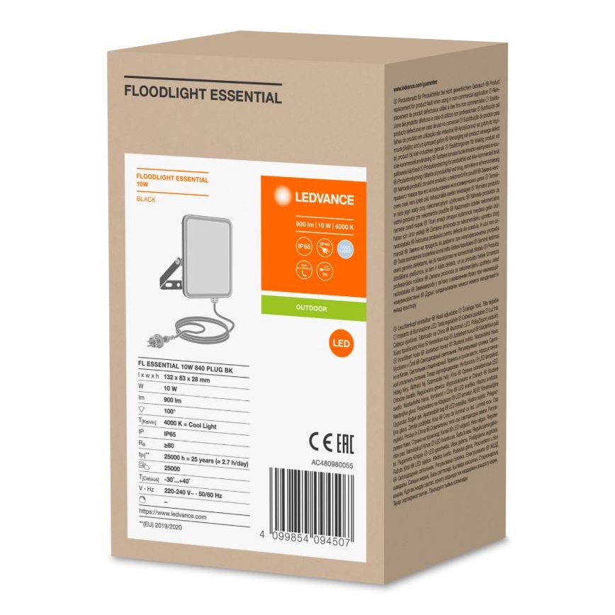Ledvance - LED Екстериорен прожектор за стена FLOODLIGHT ESSENTIAL LED/10W/230V IP65