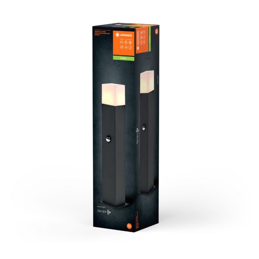 Ledvance - Екстериорна лампа със сензор FIGO SQUARE 1xE27/20W/230V IP44