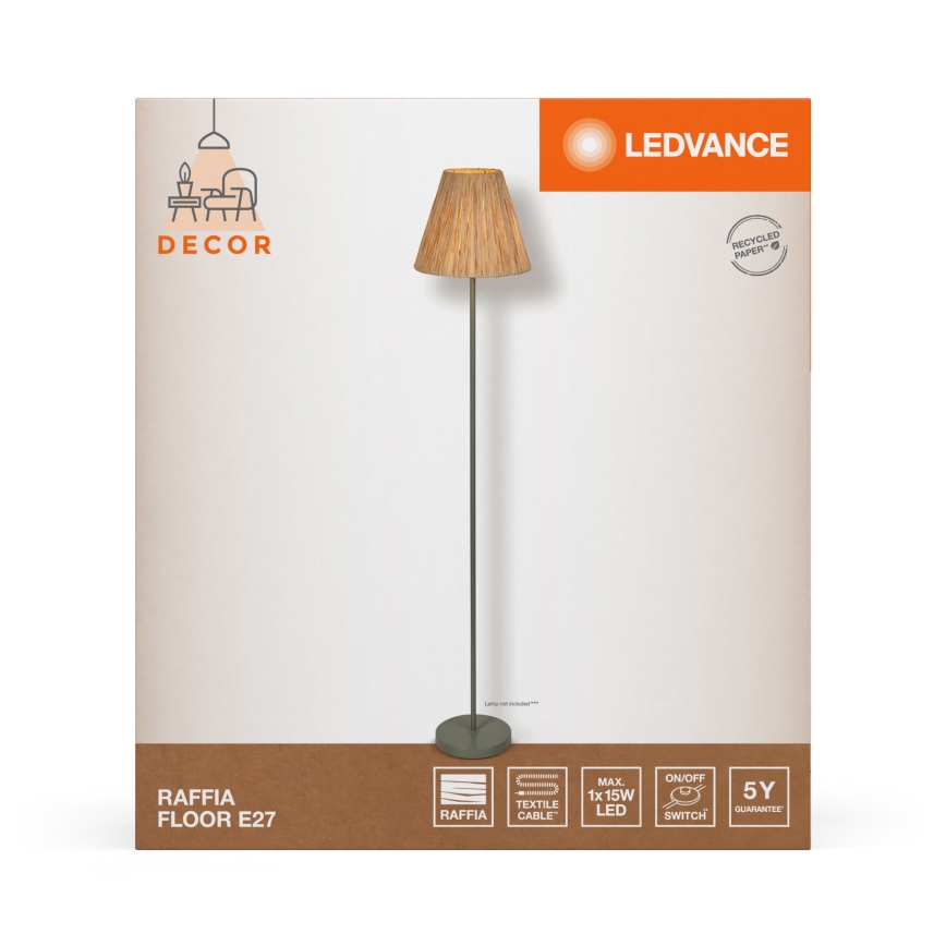 Ledvance - Лампион DECOR RAFFIA 1xE27/15W/230V влакна от рафия