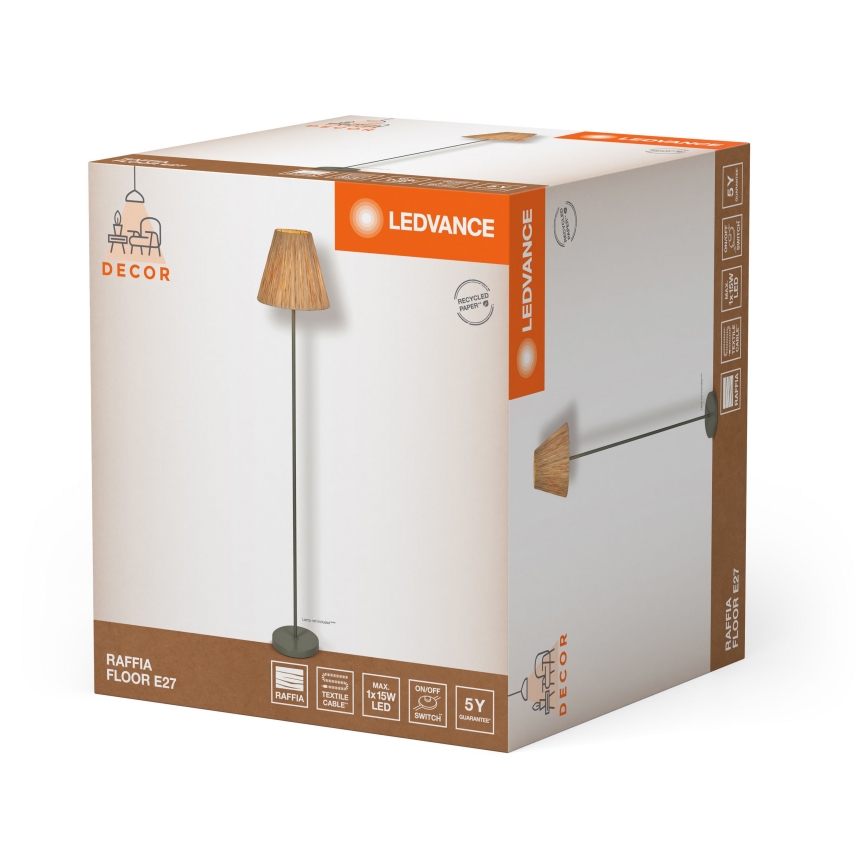 Ledvance - Лампион DECOR RAFFIA 1xE27/15W/230V влакна от рафия
