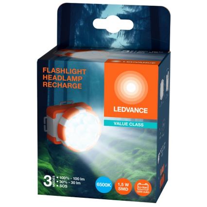 Ledvance - LED Акумулаторен челник FLASHLIGHT LED/1,5W/5V 1200mAh