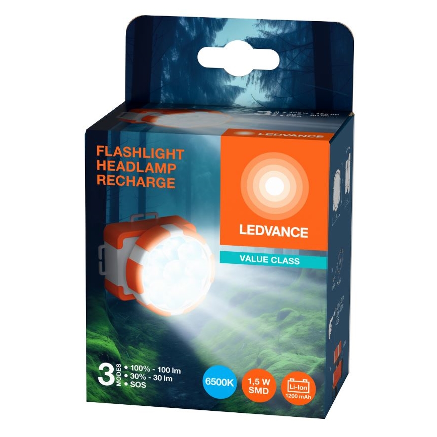 Ledvance - LED Акумулаторен челник FLASHLIGHT LED/1,5W/5V 1200mAh