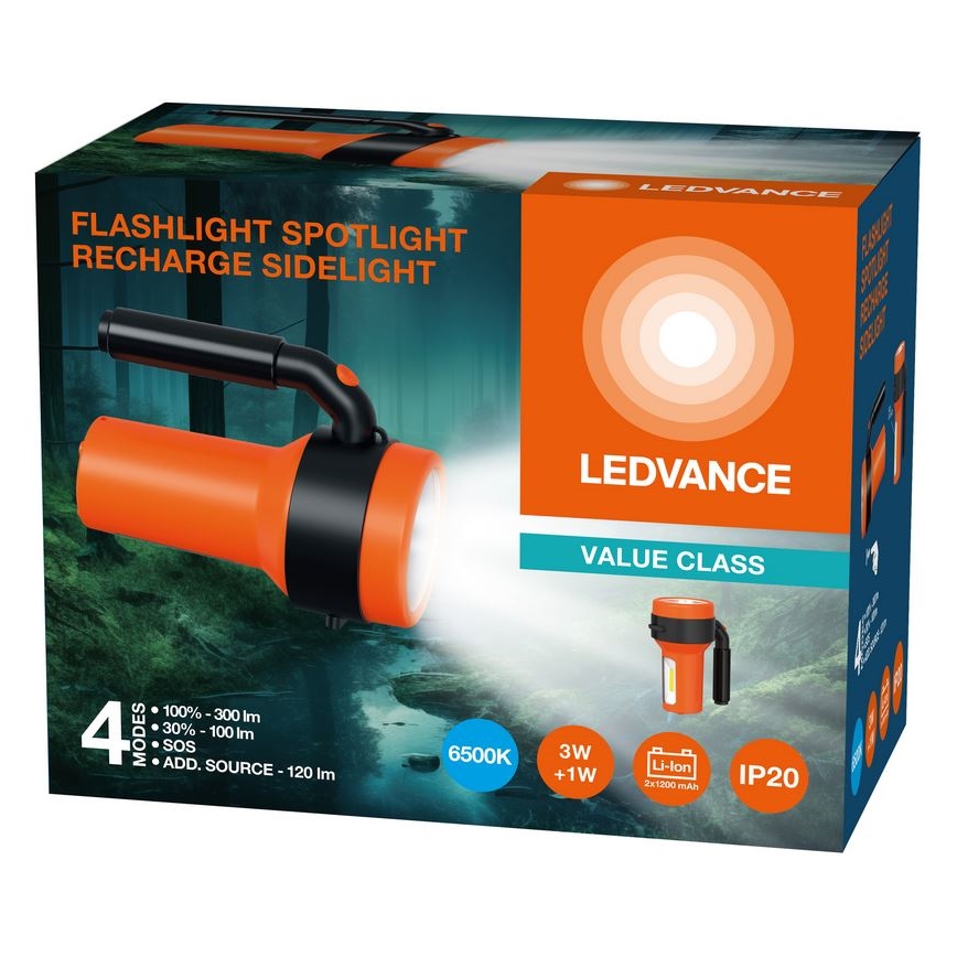 Ledvance - LED Акумулаторно фенерче със захранваща батерия FLASHLIGHT LED/3W/5V 2400mAh