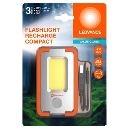 Ledvance - LED Акумулаторно фенерче със захранваща батерия FLASHLIGHT LED/4W/5V 3000mAh IPX2