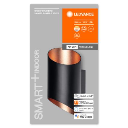 Ledvance - LED Димируем аплик SMART+ CYLINDRO LED/12W/230V 3000-6500K Wi-Fi черен