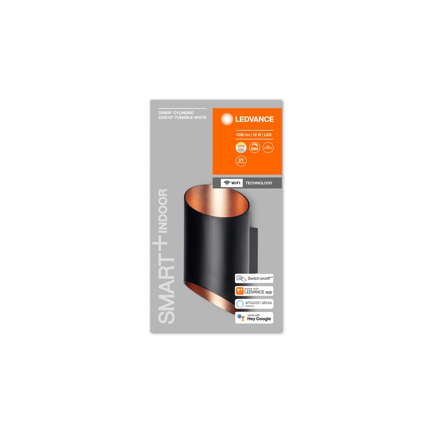Ledvance - LED Димируем аплик SMART+ CYLINDRO LED/12W/230V 3000-6500K Wi-Fi черен