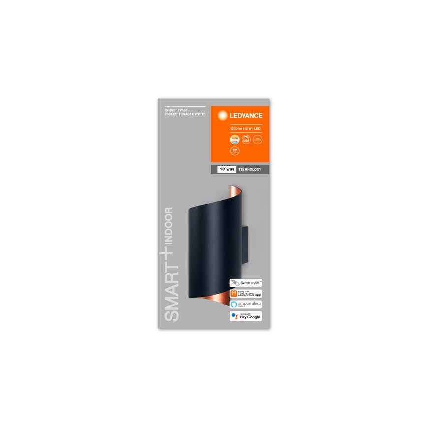 Ledvance - LED Димируем аплик SMART+ TWIST LED/12W/230V 3000-6500K Wi-Fi черен