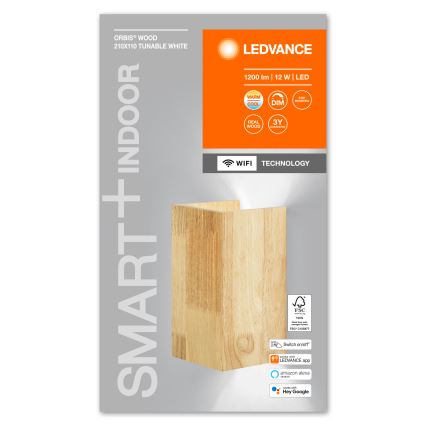 Ledvance - LED Димируем аплик SMART+ WOOD LED/12W/230V 3000-6500K Wi-Fi