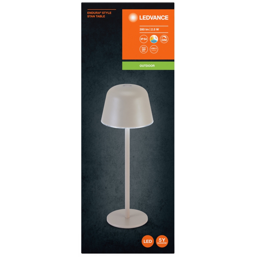 Ledvance - LED Димируем екстериорен rechargeable лампа TABLE LED/2,5W/5V IP54 бежов