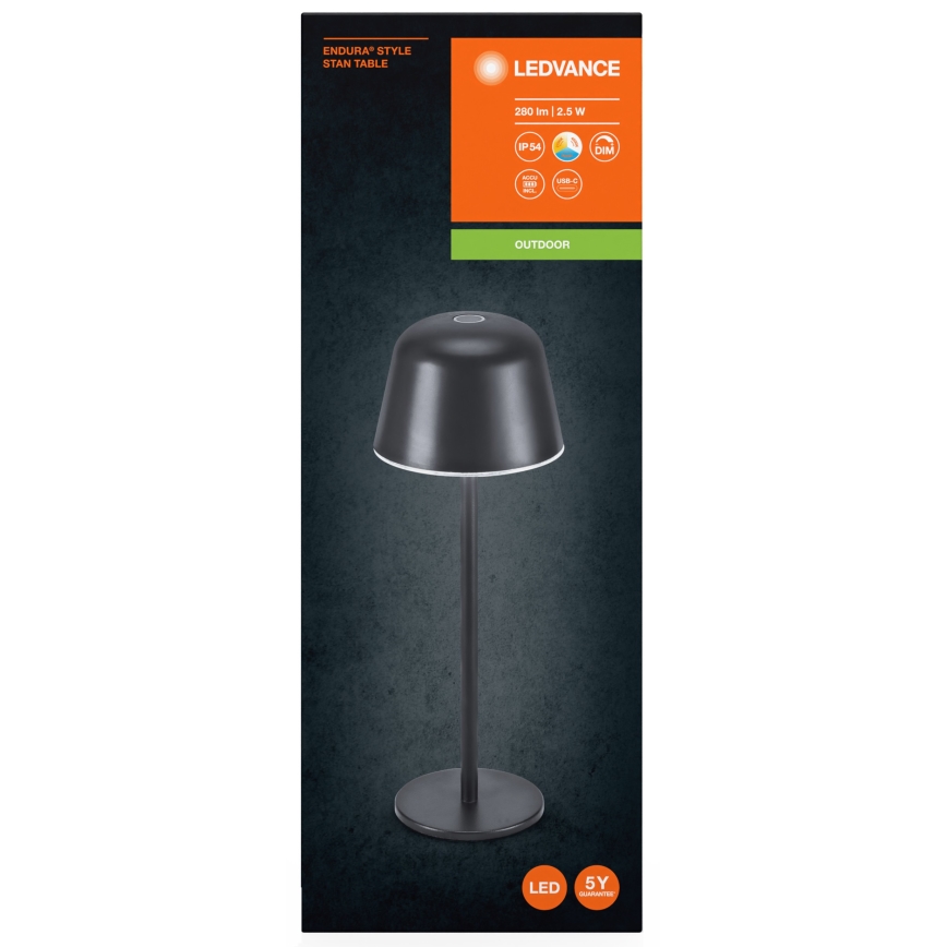 Ledvance - LED Димируем екстериорен rechargeable лампа TABLE LED/2,5W/5V IP54 черен