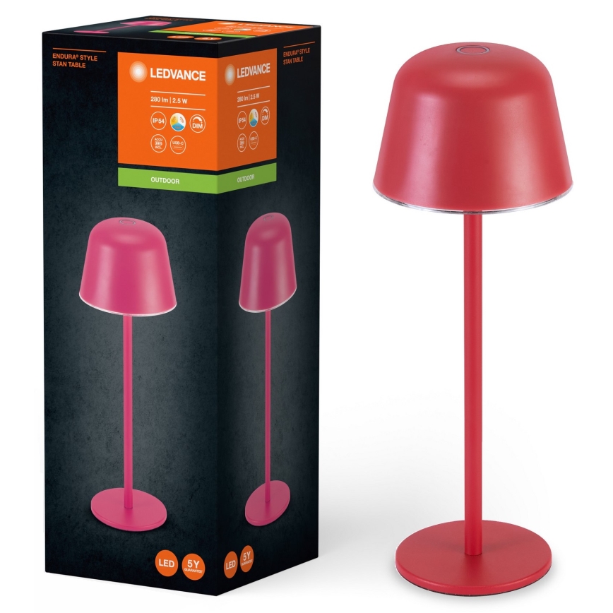 Ledvance - LED Димируем екстериорен rechargeable лампа TABLE LED/2,5W/5V IP54 червен