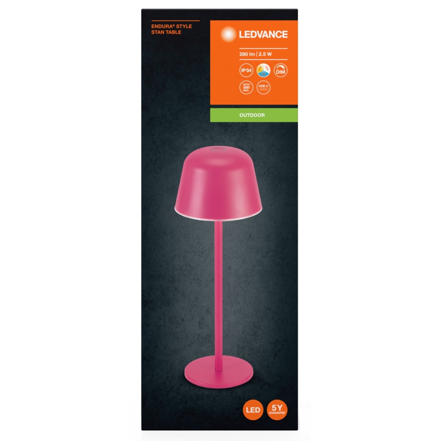Ledvance - LED Димируем екстериорен rechargeable лампа TABLE LED/2,5W/5V IP54 червен
