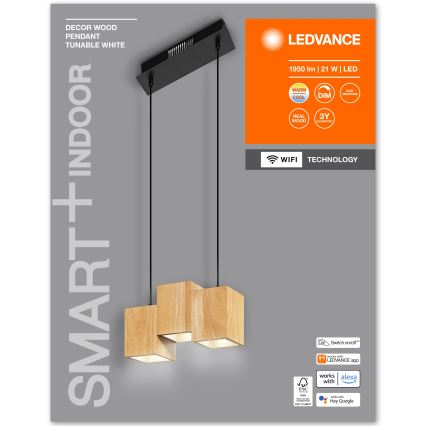 Ledvance - LED Димируем пендел DECOR WOOD 3xLED/7W/230V Wi-Fi