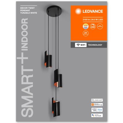 Ledvance - LED Димируем пендел SMART+ DECOR 3xLED/8W/230V черен Wi-Fi