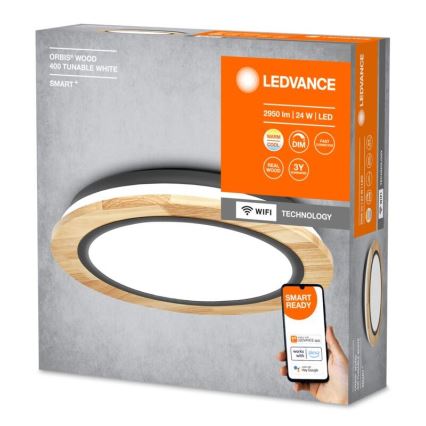 Ledvance - LED Димируем плафон SMART+ ORBIS WOOD LED/24W/230V 2700-6500K дъб Wi-Fi