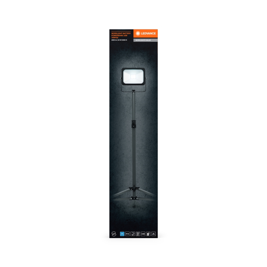 Ledvance - LED Димируем прожектор с държач WORKLIGHT TRIPOD LED/20W/3,7V IP54