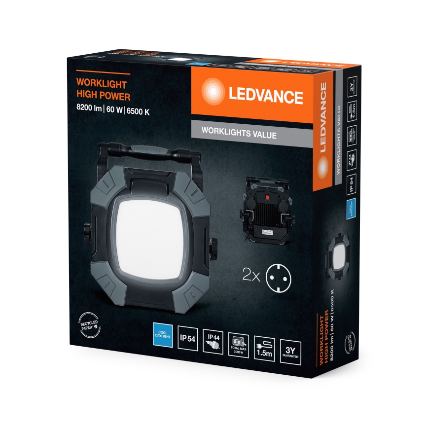 Ledvance - LED Димируем работа лампа с 2 контакта WORKLIGHT VALUE LED/60W/230V IP54