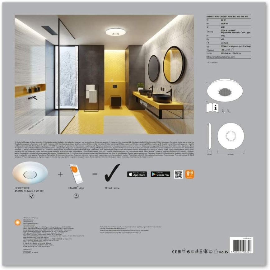 Ledvance - LED Димируема лампа SMART+ KITE LED/24W/230V 3,000K-6,500K Wi-Fi