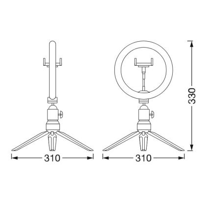 Ledvance - LED Димируема настолна лампа със стойка и държач за влогване LED/5,5W/USB 3000/4000/6500K