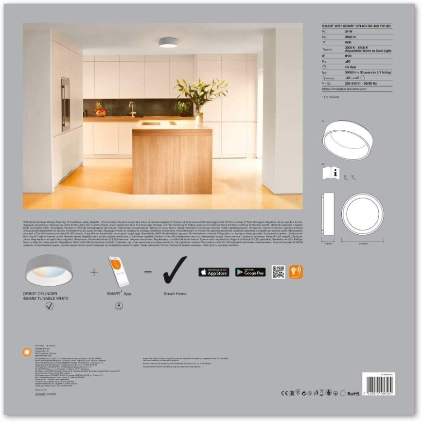 Ledvance - Димируемо LED осветително тяло SMART+ CYLINDER LED/26W/230V 3000K-6500K Wi-Fi