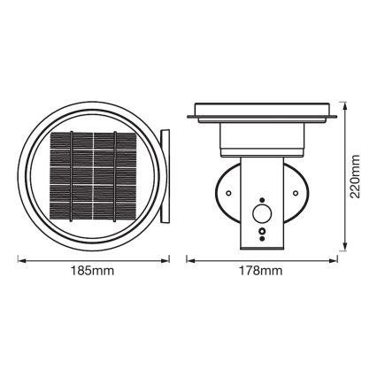 Ledvance - LED Димирума соларна лампа със сензор CIRCLE LED/6W/3,2V IP44