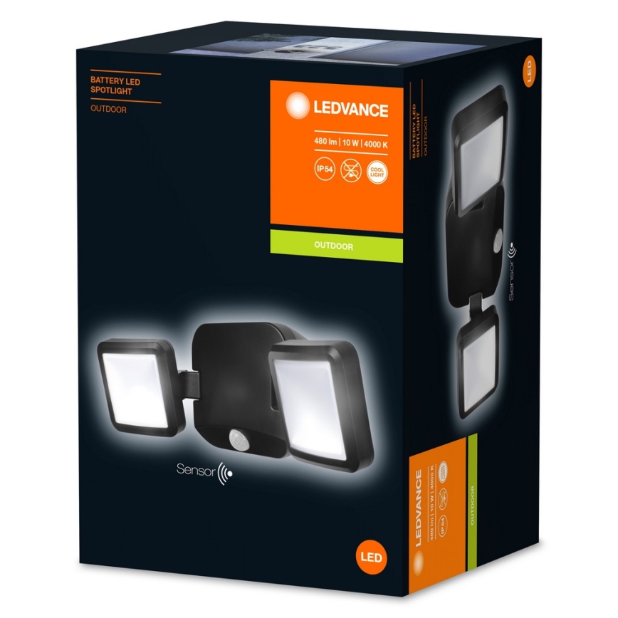 Ledvance - LED Екстериорен аплик със сензор BATTERY 2xLED/10W/6V IP54