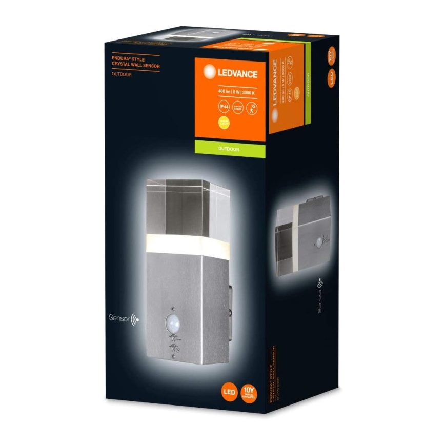 Ledvance - LED Екстериорен аплик със сензор CRYSTAL 1xLED/5W/230V IP44