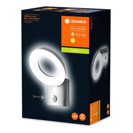 Ledvance - LED Екстериорен аплик със сензор LOOP 1xLED/12W/230V IP44