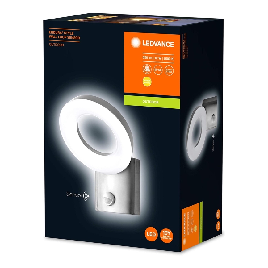 Ledvance - LED Екстериорен аплик със сензор LOOP 1xLED/12W/230V IP44