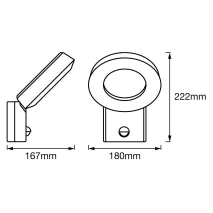 Ledvance - LED Екстериорен аплик със сензор LOOP 1xLED/12W/230V IP44