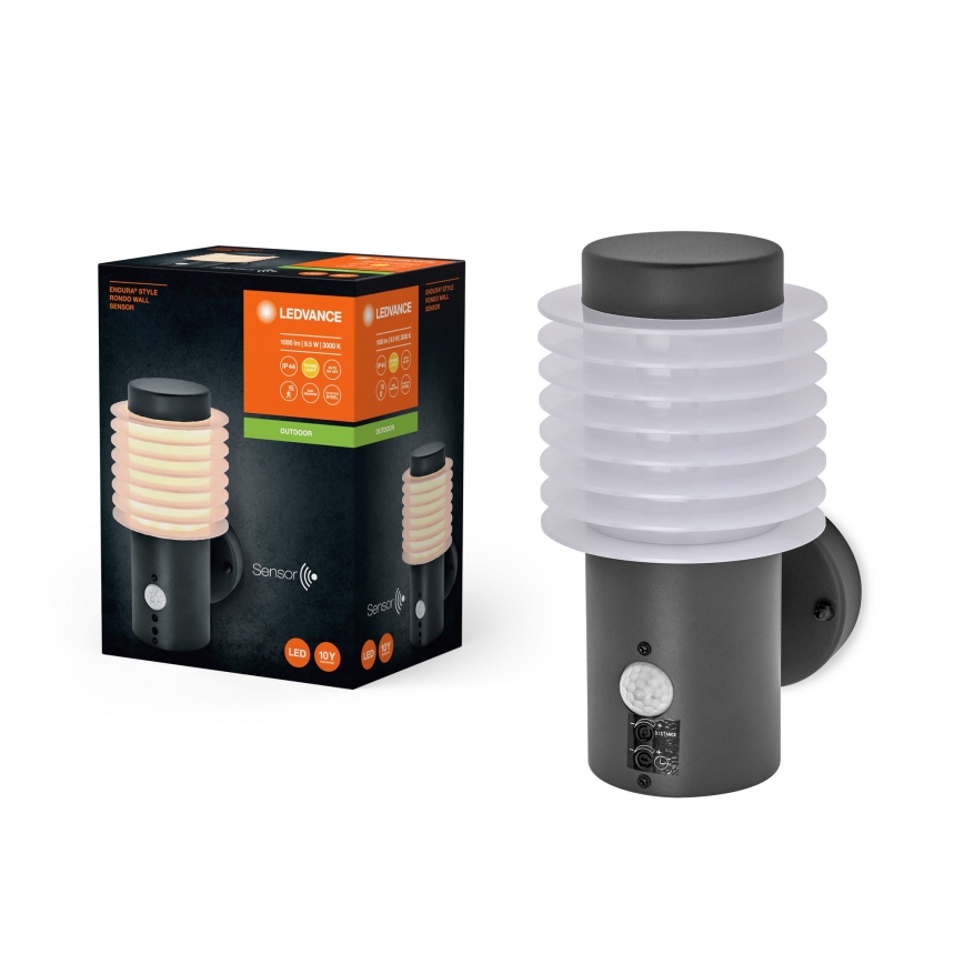 Ledvance - LED Екстериорен аплик със сензор ENDURA RONDO LED/9,5W/230V IP44 антрацит
