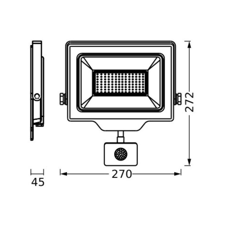 Ledvance - LED Екстериорен прожектор за стена с сензор FLOODLIGHT ESSENTIAL LED/100W/230V IP65