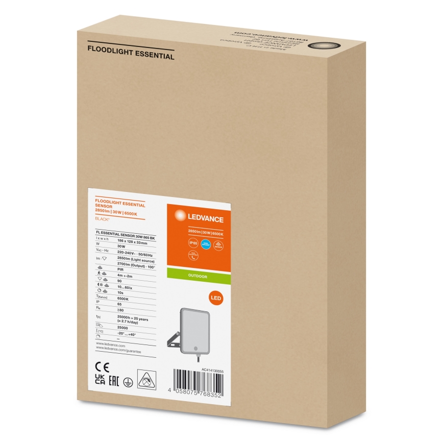Ledvance - LED Екстериорен прожектор със сензор FLOODLIGHT LED/30W/230V 6500K IP65