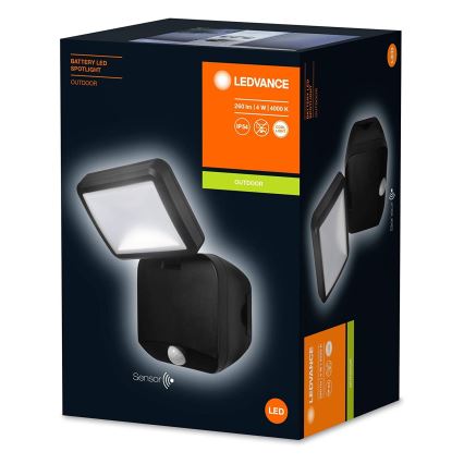 Ledvance - LED Екстериорен прожектор за стена със сензор SPOTLIGHT LED/4W/4xD IP54