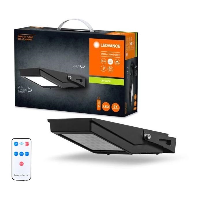 Ledvance - LED Екстериорен соларен прожектор със сензор FLOOD LED/10W/3,6V 2000 mAh IP65 + дистанционно управление