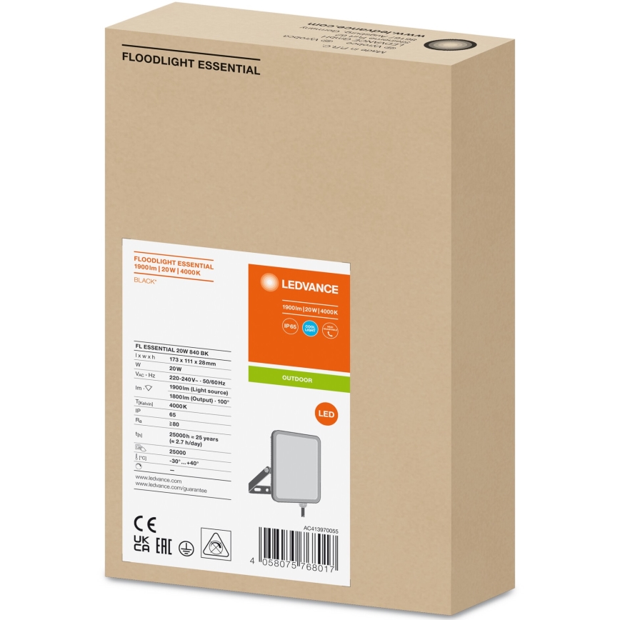 Ledvance - LED Екстериорен стенен прожектор FLOODLIGHT LED/20W/230V 4000K IP65