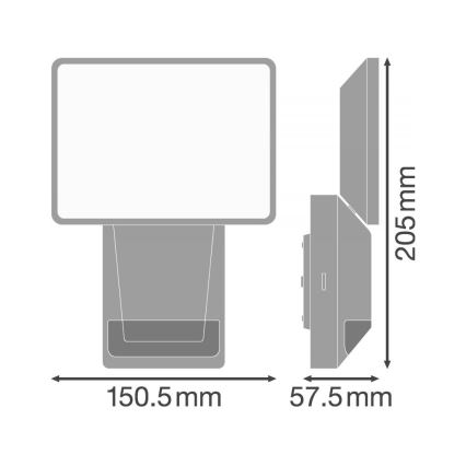 Ledvance - LED Екстериорен стенен прожектор със сензор FLOOD LED/15W/230V IP55