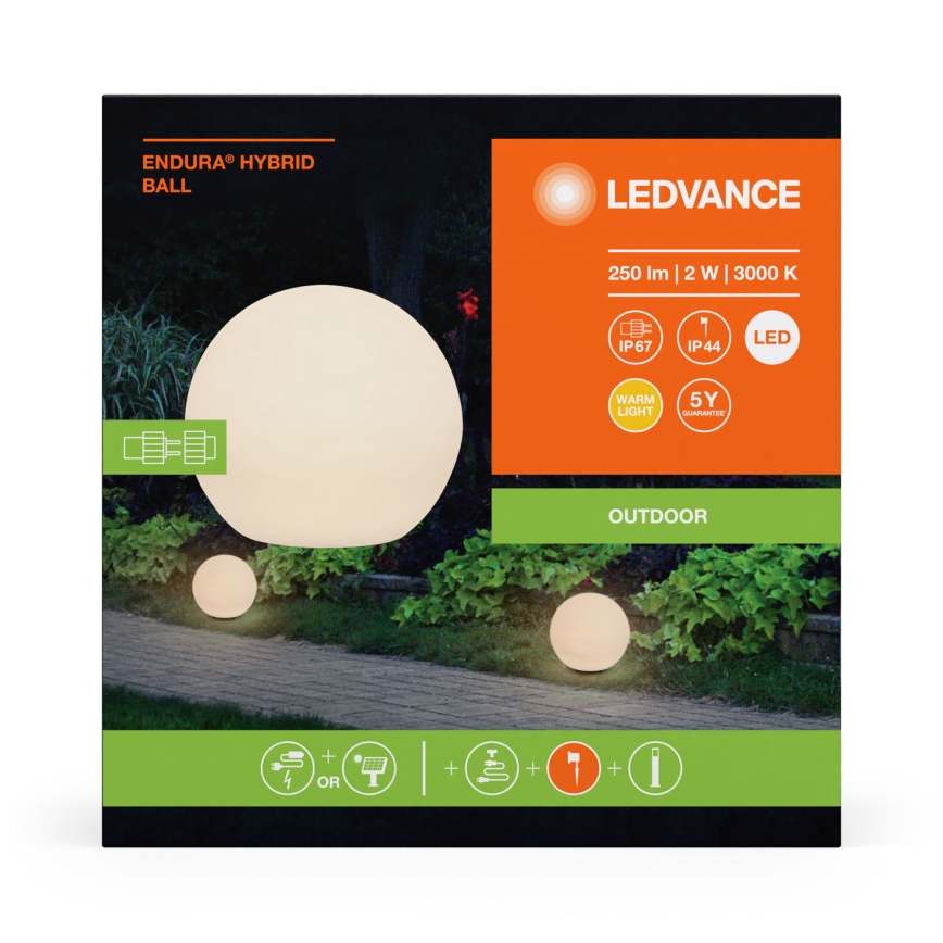 Ledvance - LED Екстериорна лампа ENDURA HYBRID BALL LED/2W/12V IP44
